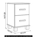 Ver imagem 4 de Mesa de Cabeceira para Quarto 42cm 2 Gavetas Lone Castanho F07 - Mpozenato