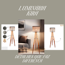 Ver imagem 3 de Luminaria Kira Telinha Tripe Madeira Moderna Luxo Quarto Sala Minimalista
