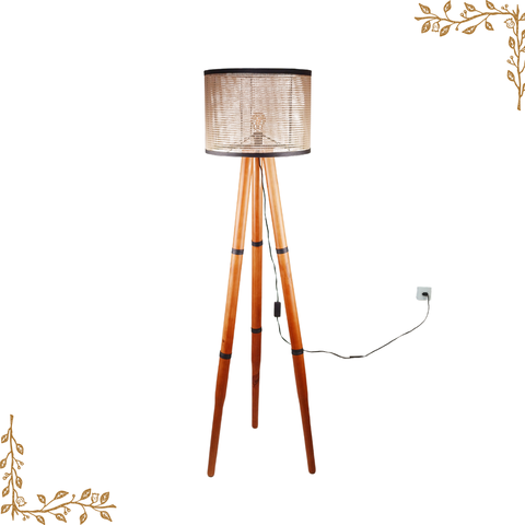 Luminaria Kira Telinha Tripe Madeira Moderna Luxo Quarto Sala Minimalista