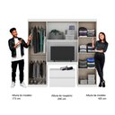 Ver imagem 6 de Guarda Roupa Solteiro 6 Portas, 2 Gavetas, Painel de TV 32 Polegadas e Gaveteiro Porto Móveis Carraro