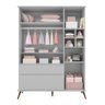 Guarda Roupa 3 Portas Cinza Mei Shop Jm Baby - 3