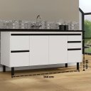 Ver imagem 4 de Gabinete de Cozinha Armário 144cm 5 Gavetas 2 Porta 100% MDF:Branco