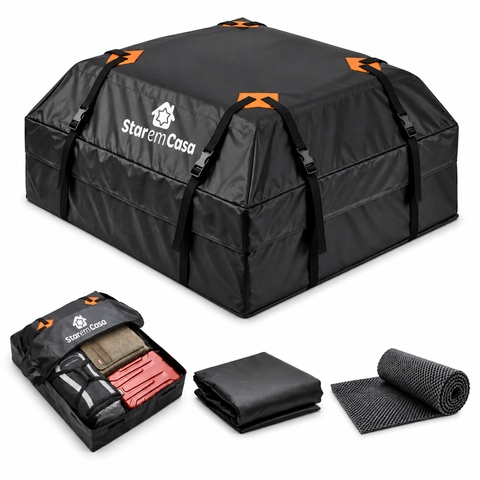 Bagageiro de Teto Maleiro Impermeável Rack Dobrável para Carro Porta Bagagens 415L - Staremcasa