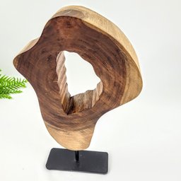 Escultura de Madeira Tronco Natural 31x17x5cm Rústica Chic - 3