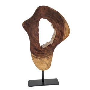 Escultura de Madeira Tronco Natural 31x17x5cm Rústica Chic