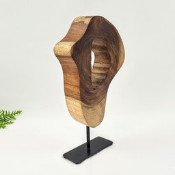 Escultura de Madeira Tronco Natural 31x17x5cm Rústica Chic - 4