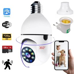 Camera Robo Inteligente Lampada Panoramica E27 Wifi + Bocal - 1
