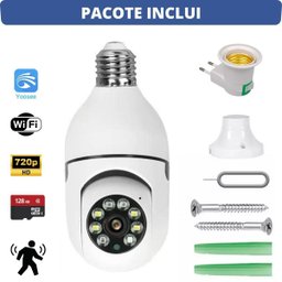 Camera Robo Inteligente Lampada Panoramica E27 Wifi + Bocal - 5