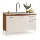 Ver imagem 1 de Balcão Cozinha para Pia 120 Cm Gabinete 3 Portas 1 Gaveta sem Tampo Off-white