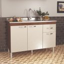 Ver imagem 3 de Balcão Cozinha para Pia 120 Cm Gabinete 3 Portas 1 Gaveta sem Tampo Off-white