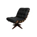Ver imagem 2 de Poltrona e Puff de Couro Costela Wood - Preto Pigmentado - Mempra