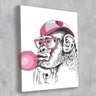 Tela Decorativa Macaco Óculos e Chiclete - 30x40cm - 2