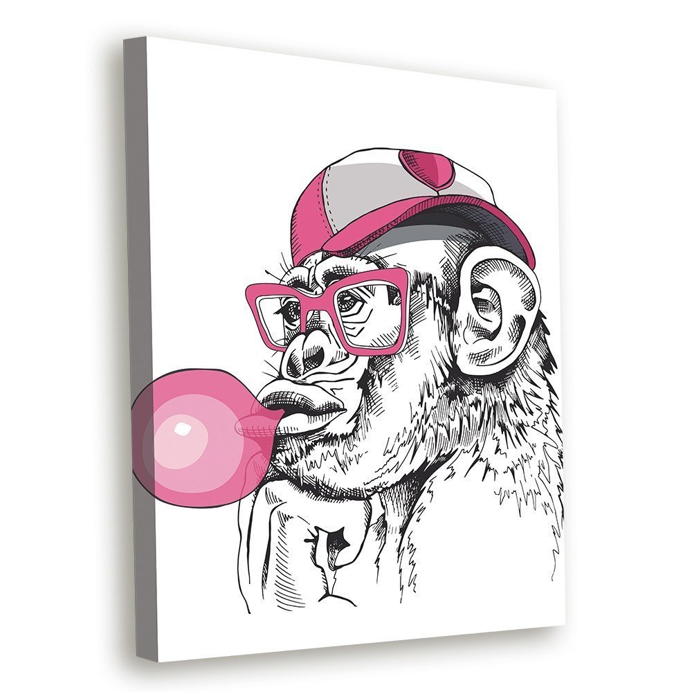 Tela Decorativa Macaco Óculos e Chiclete - 30x40cm - 1