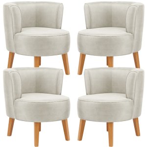 Jogo 4 Cadeiras Estofada para Recepção Clinica Tecido Veludo Confortável Pés de Madeira Resistente