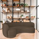 Ver imagem 6 de Sofá Curvo 2 Lugares Sala de Estar Recepção Noruega 150cm Suede - Doce Sonho Móveis Cor Marrom