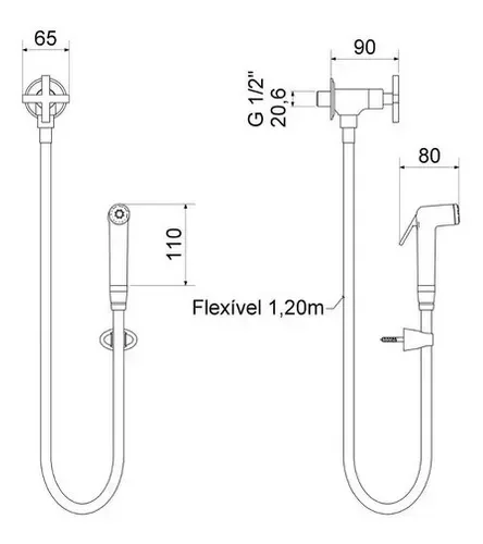 Ducha Higiênica 1,2M Meber 1/4v 1851 C34 Cromado - 2