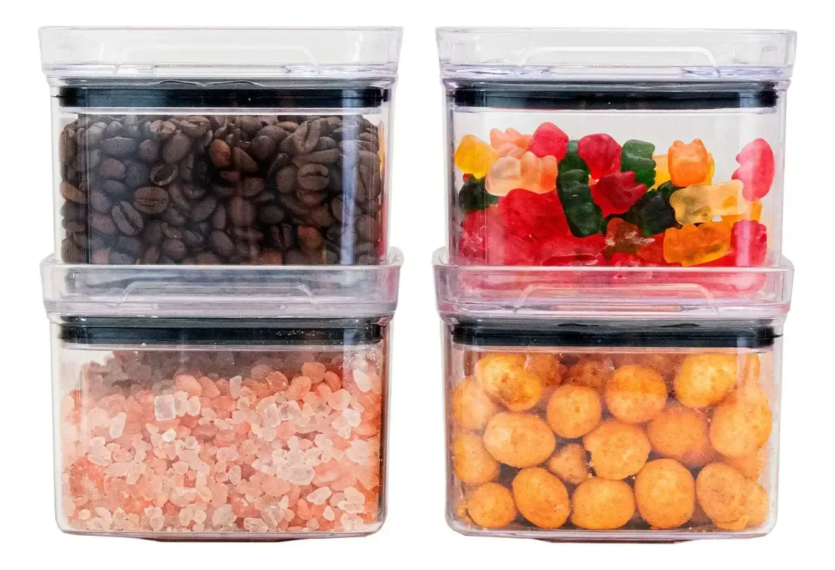 Ver imagem 2 de Kit 4 Potes Hermeticos Pequenos Vedacao Forte Cozinha Organizada Vitahome