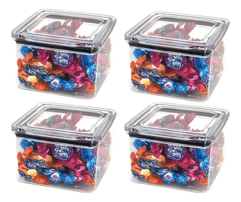 Ver imagem 3 de Kit 4 Potes Hermeticos Pequenos Vedacao Forte Cozinha Organizada Vitahome