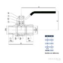 Ver imagem 2 de Válvula Esfera Macho X Fêmea 1/2 Gás Passagem Plena Alavanca Ivm Italy Latão Niquelado Gpn20 Pn40