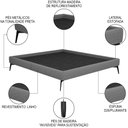 Ver imagem 3 de Cama Casal com Cabeceira 145cm Pés Metálicos Elisa S05 Linho Cinza - Mpozenato