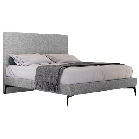 Cama Casal com Cabeceira 145cm Pés Metálicos Elisa S05 Linho Cinza - Mpozenato