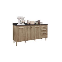 Balcão Para Pia 158 3 Portas e 3 Gavetas Carvalho Rústico - Nicioli - 1