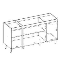 Balcão Para Pia 158 3 Portas e 3 Gavetas Carvalho Rústico - Nicioli - 4