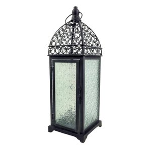 Lanterna Marroquina Preta Decorativa 41x12cm Envelhecida