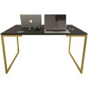 Ver imagem 2 de Mesa Escritório Base Metal Dourada Tampo Preto 120 Cm
