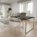 Ver imagem 3 de Mesa Escritório Base Metal Dourada Tampo Preto 120 Cm