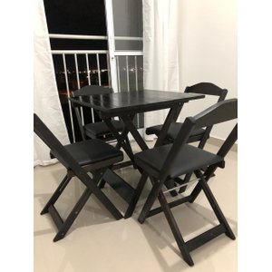 Conjunto de Mesa com 4 cadeiras almofadadas cor TABACCO Marcenaria Aliberti 01