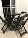 Ver imagem 1 de Conjunto de Mesa com 4 cadeiras almofadadas cor TABACCO Marcenaria Aliberti 01