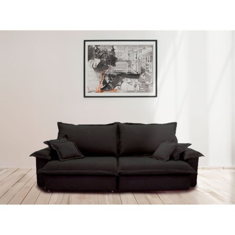 Sofá Retrátil e Reclinável Paris 2.00m Super Pillow - Preto