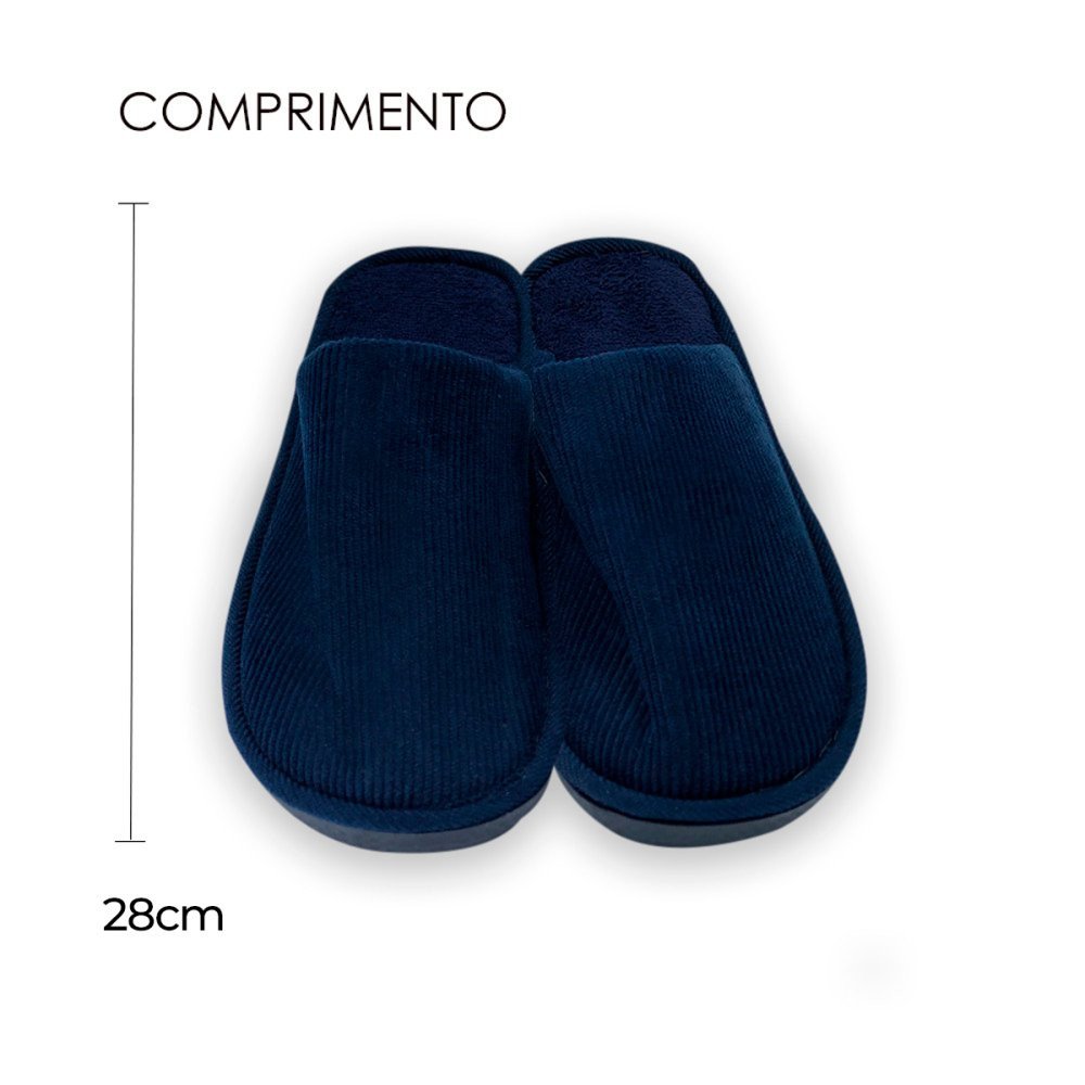 Pantufa Masculina Lisa Azul Confortável 42/43 Antiderrapante - 4