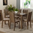 Ver imagem 1 de Conjunto Sala de Jantar Mesa Tampo de Vidro 6 Cadeiras Rustic-sintético Bege Isla Madesa Rustic-