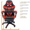 Ver imagem 3 de Cadeira Gamer Stillus Ergonômica com Apoio para Os Pés - Vermelho