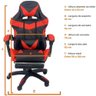 Cadeira Gamer Stillus Ergonômica com Apoio para Os Pés - Vermelho - 3
