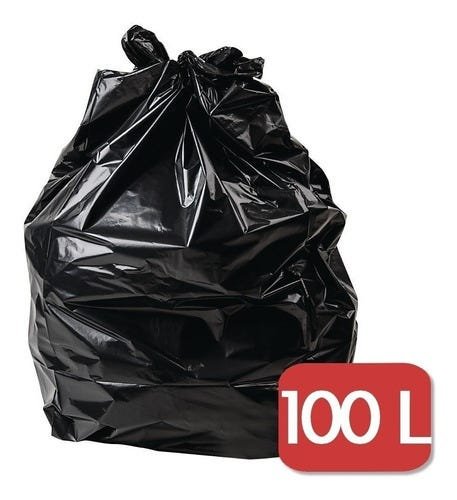 Saco De Lixo 100 Litros Intermediário 100 Unidades:Preto