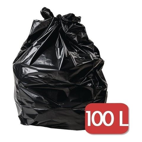 Saco De Lixo 100 Litros Intermediário 100 Unidades:Preto