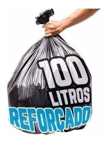 Saco De Lixo 100 Litros 100 Un Preto Reforçado:Preto