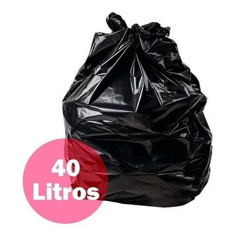 Saco De Lixo Preto 40 Litros Reforçado - 100 Unidades:Preto