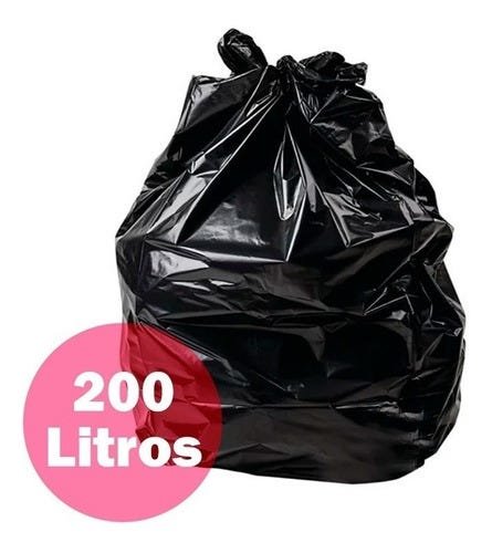 Saco De Lixo Preto 200 Litros Reforçado - 100 Unidades:Preto