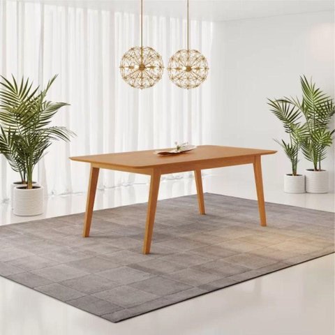 Mesa de Jantar Elegance Canto Copo 6 Lugares Retangular MDF e Vidro 180x90cm Cinamomo JCM Movelaria