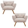 Kit 2 Poltronas Anitta Suede Bege com Strass Pés Palito Castanho Dmov - 1
