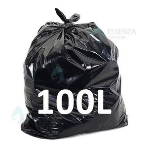 Saco De Lixo 100 Litros Reforçado 100 Unidades 0,12:Preto