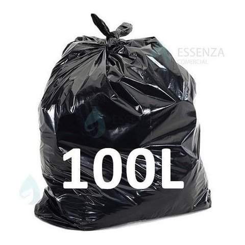 Saco De Lixo 100 Litros Reforçado 100 Unidades 0,12:Preto