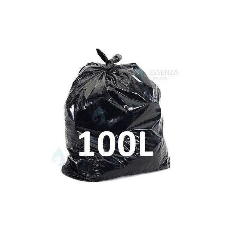 Saco De Lixo 100 Litros Reforçado 100 Unidades 0,12:Preto