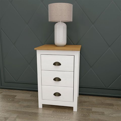 Mesa de Cabeceira Topázio 3 Gavetas 9130bf Branco Freijó Finestra
