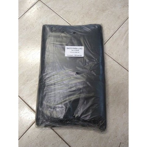 Saco De Lixo 100 Litros Intermediario Reforçado 100 Unidades:Preto