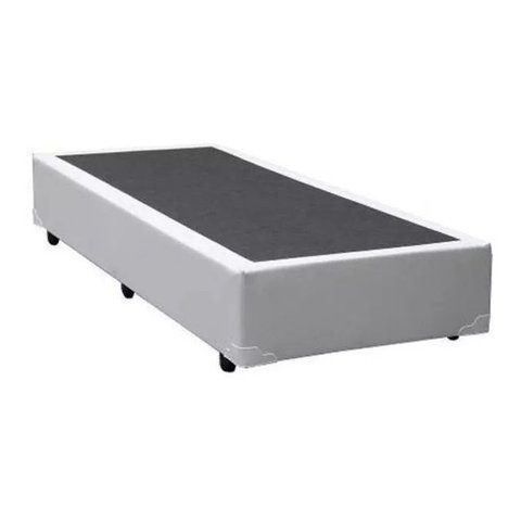 Base Cama Box Solteiro Couro Sintético Branco 40x88x188